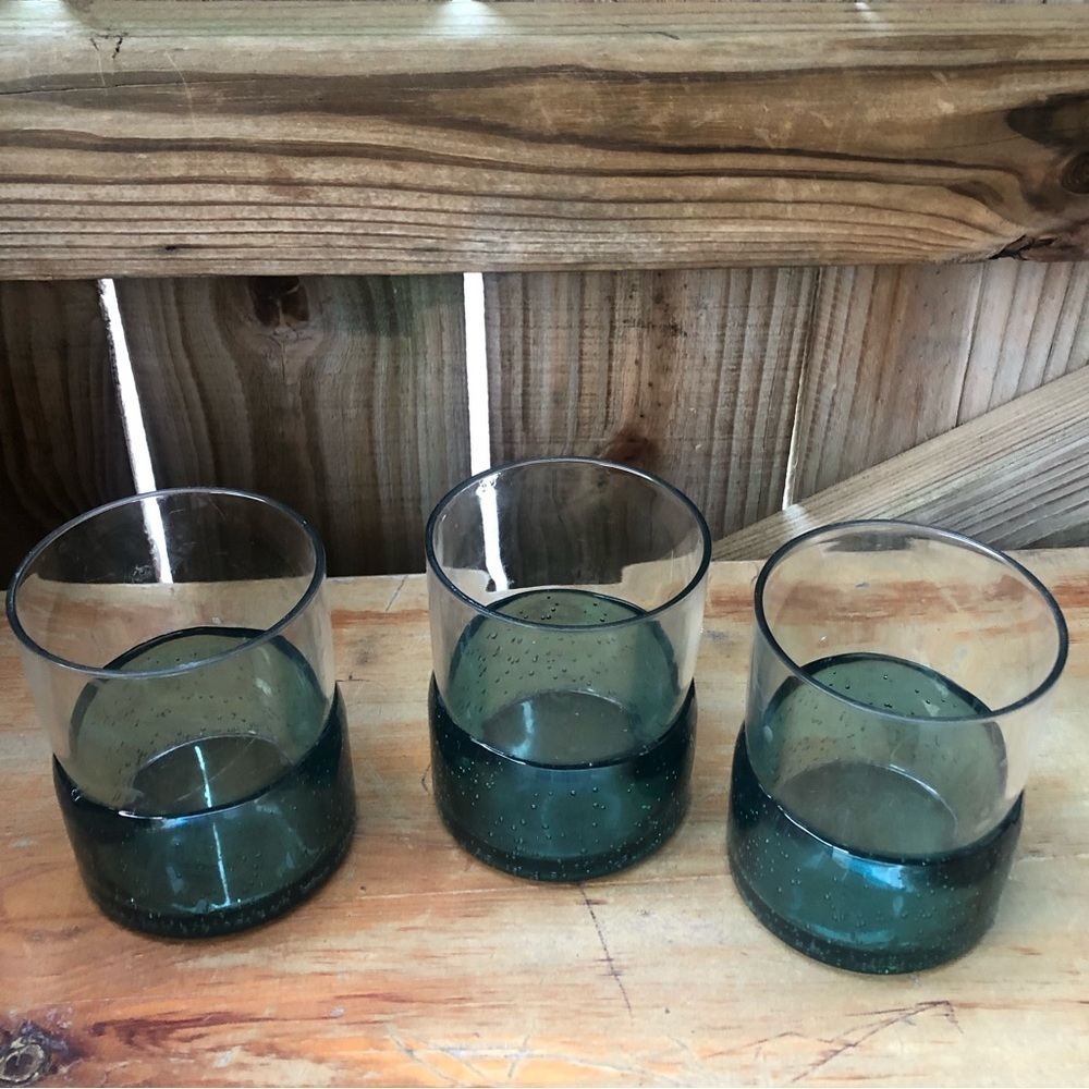 Set of 3 Pottery Barn Outdoor Acrylic Lowball Old Fashion Glasses